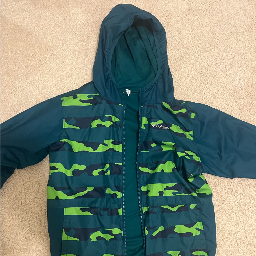 Columbia Teal and Lime Camo Jacket